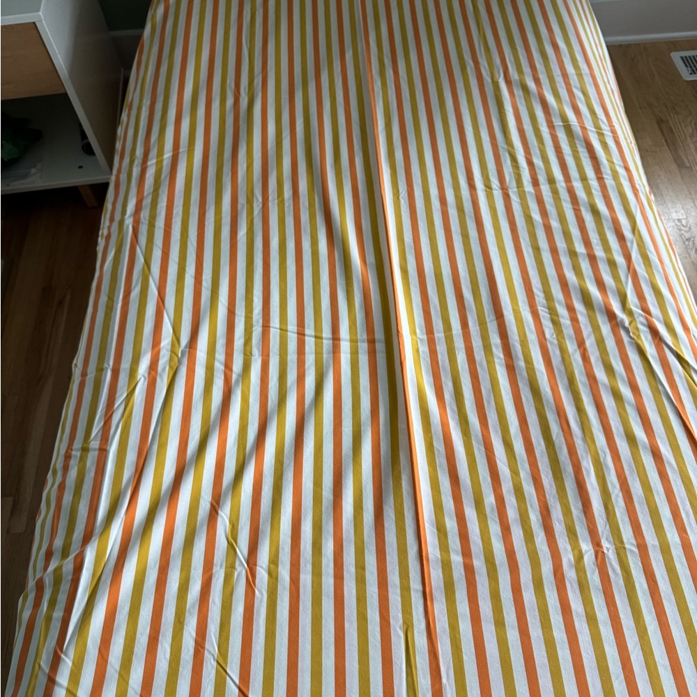 Vtg JC Penney Flat Fitted Pillowcase Duvet Twin Yellow Goldenrod Stripes 70s - Picture 4 of 16